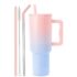 1200ml Tumbler Pink Blue With Steel Straw