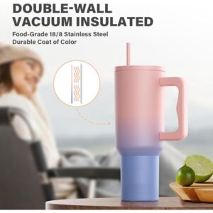 1200ml Tumbler Pink Blue With Steel Straw