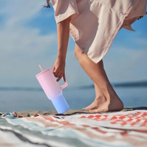 1200ml Tumbler Pink Blue With Steel Straw