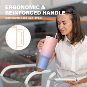 1200ml Tumbler Pink Blue With Steel Straw