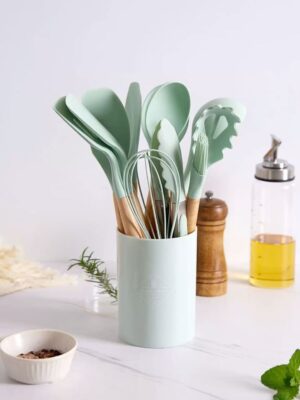 2e77509c1c45f7427faf26fed075cf38 12 Pcs Silicon Spatula Set green