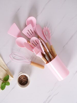 45bf970d468cf7ae6834bc57959cf5ad 12 Pcs Silicon Spatula Set Pink