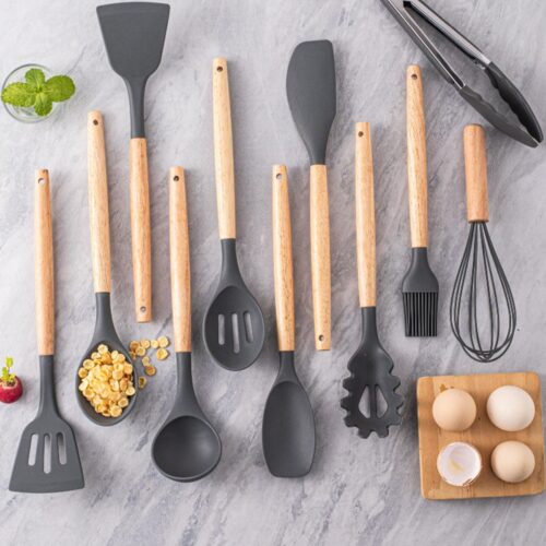 12 Pcs Silicon Spatula Set Grey