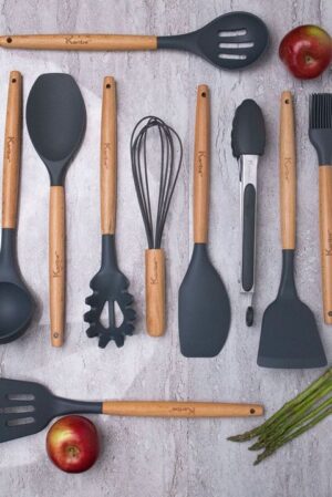 e174cd348f2bc8ec9796db2ff2a7f408 12 Pcs Silicon Spatula Set Grey