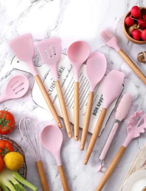 ede41efbce3f0c5738d7341f8111b040 12 Pcs Silicon Spatula Set Pink