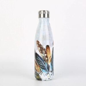 500ml Double Wall Printed Steel Bottle Dove Leaf