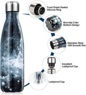 500ml Double Wall Printed Steel Bottle Cloud