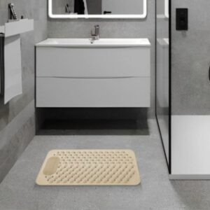 Bath Mat With Scrub square Beige