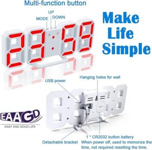 3D LED Clock Red