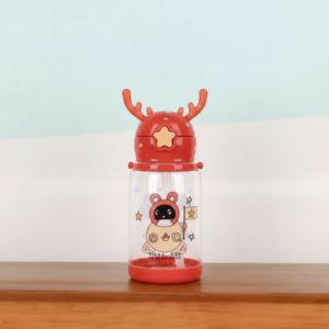 Cartoon Water Bottle With Straw