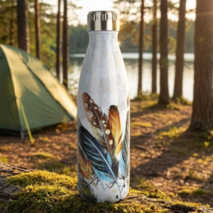 500ml Double Wall Printed Steel Bottle Dove Leaf