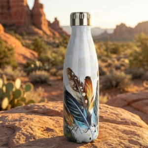 500ml Double Wall Printed Steel Bottle Dove Leaf