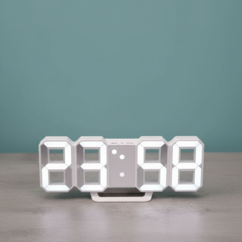 3D LED Clock White