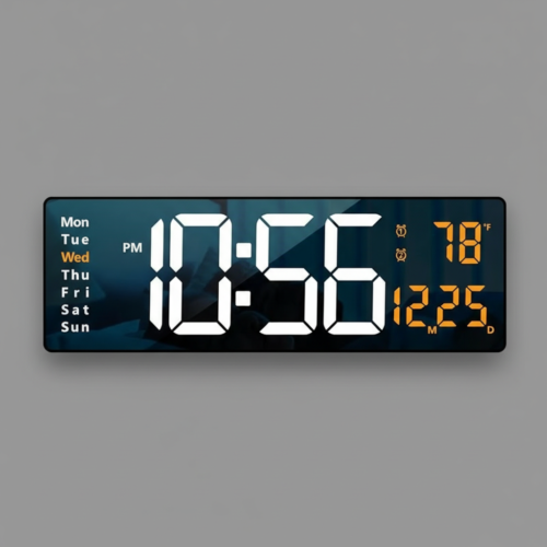 Digital Wall Clock White Orange