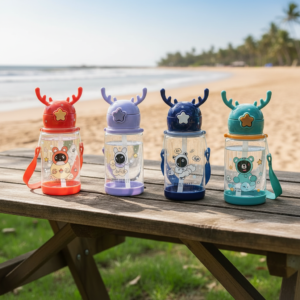 Cartoon Water Bottle With Straw