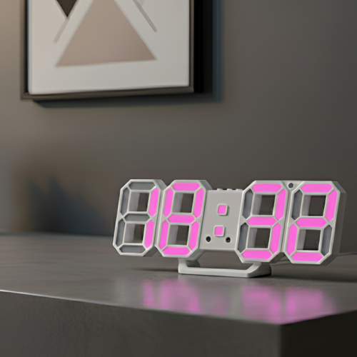 3D LED Clock Pink