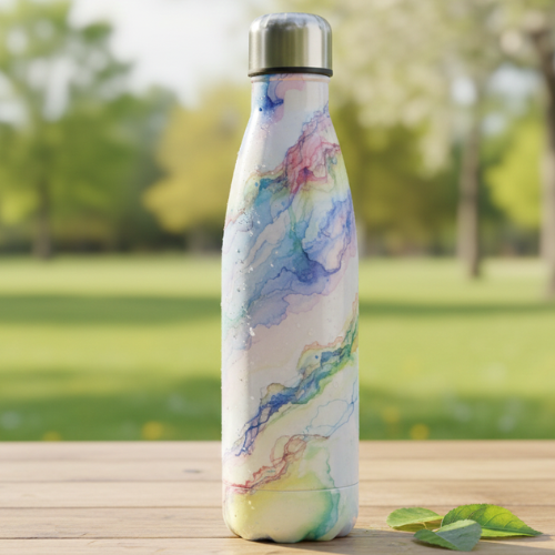nasrin (82) 500ml Double Wall Printed Steel Bottle Rainbow