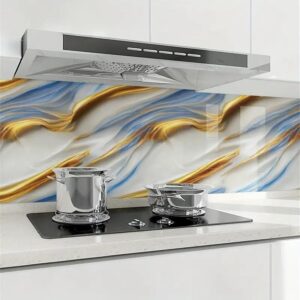 Sky Blue Golden Marble Foil Paper