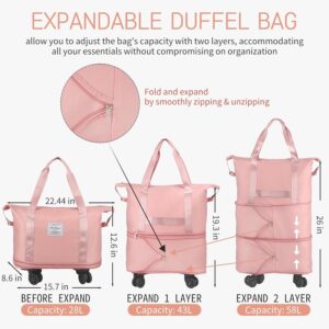 71cWUuJuANL._SL1500_ Duffel Trolley Bag With Wheel Pink