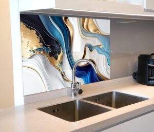 Dark Blue Golden Marble Foil Paper