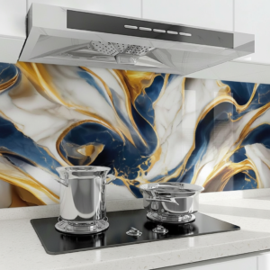 Dark Blue Golden Marble Foil Paper