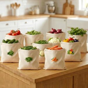 10 pc Cotton Vegetable Storage Bags