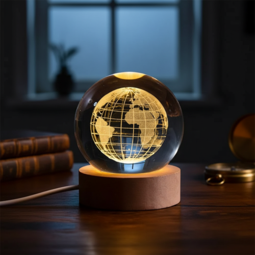3D Earth Crystal Globe Lamp