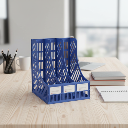 3-Tier Plastic File Rack Organizer