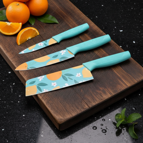 Aqua Floral Knife Set