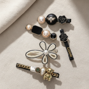 Pearl Hair Clips Black