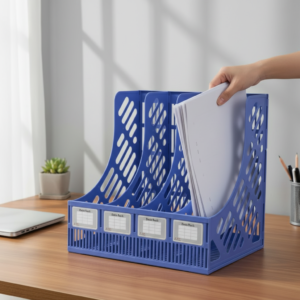 4-Tier Plastic File Rack Organizer