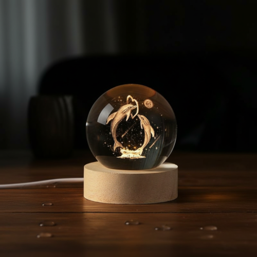 Dolphin Crystal Night Lamp