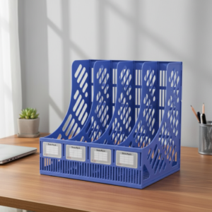 4-Tier Plastic File Rack Organizer