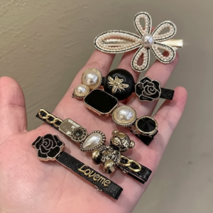 Pearl Hair Clips Black